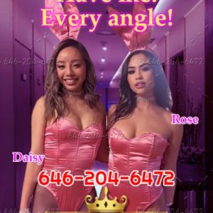 2 Asian girls💘Daisy & Rose😜💋Lots of Tricks👉646-204-6472